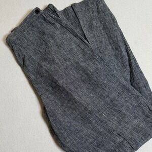 Chico's 100% Linen Pants Womens Size‎ 1 S Small Gray Casual Career Trousers
